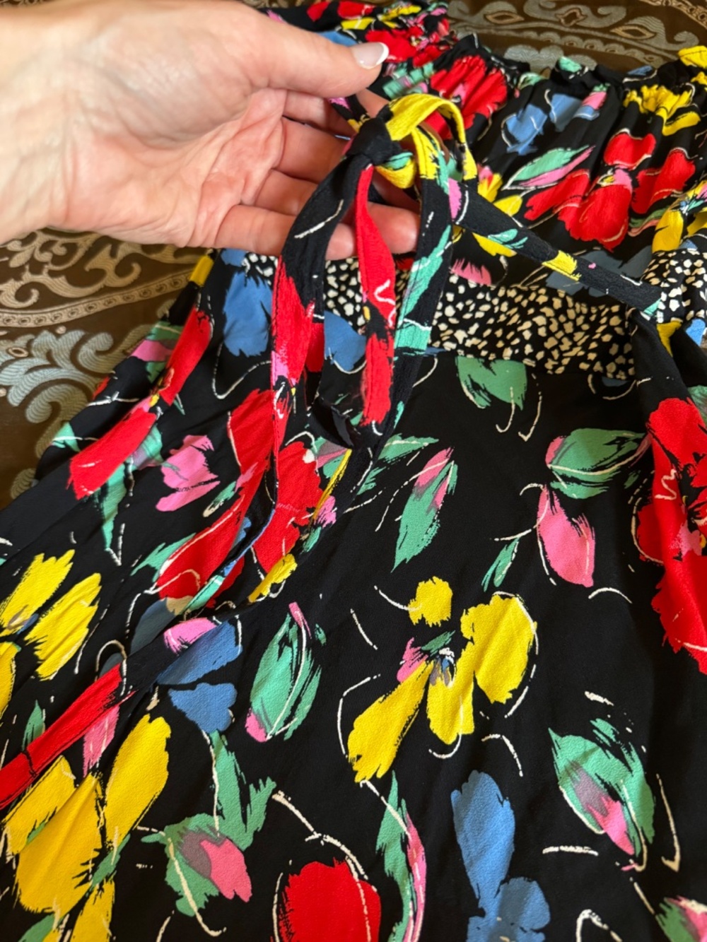 RIXO for Target black multi-color floral off-the-shoulder  maxi - size 6 - Picture 6 of 8